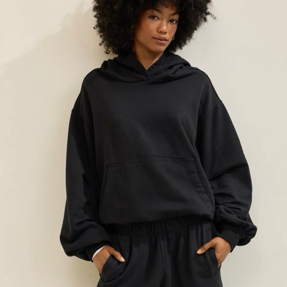 aerie True Black Jet Setter Matching Hoodie Jogger Sweat Set - Picture 2 of 16